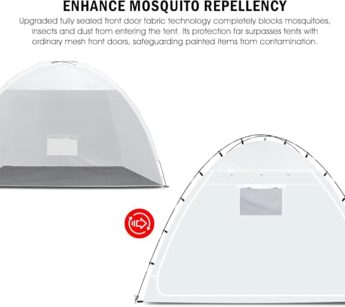 Image of Siebwin Upgrade Large 10(L) x6(W) x6.5(H) ft Spray Paint Tent with Air-Tight Premium Fabric Design & Windproof Hooks,Portable Paint Booth Tent for Furniture DIY Hobby Tool, Spray Paint Shelter,White