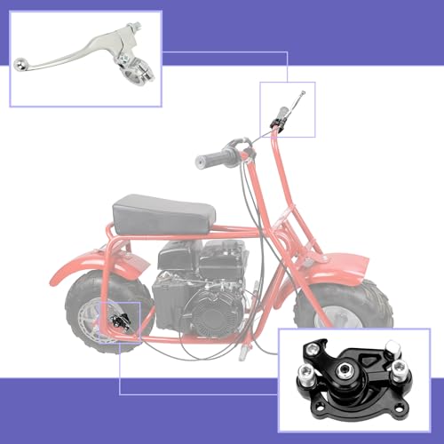 Image of Mini Bike Brake Lever Kit, Rear Disc Brake Caliper Compatible with Monster Mega Moto MMB80 105cc Motovox MBX10 MBX11 Baja DB30 GMB100 Coleman CT100U CC100X Predator 79cc 97cc 100cc Engine Parts