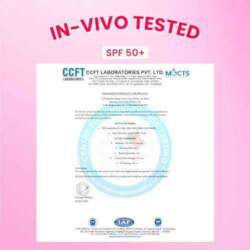 Image of Dot & Key Meltie Lip Balm SPF 50+++ In-Vivo Tested With 2% Kojic & Vitamin C | Hydrates Dry, Chapped Lips, Lightens Pigmentation, Brightens Lips | With Shea & Mango Butters, Peptide Infused | Strawberry Glaze | 4g