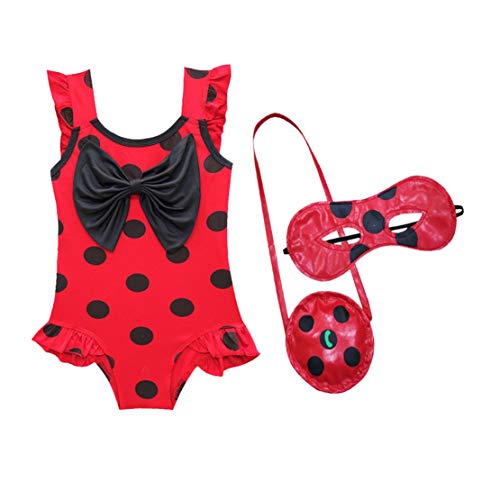 wetry - 3pcs Traje de Baño Princesa para Niñas, Bañador Lunares de...