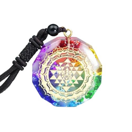 FWANGEN Collar con Colgante de Orgonita, 7 Collares con Colgante De Organita Chakra, Cristal Natural Ágata Grava Geometría Sagrada Energía Meditación Joyería Mujeres Hombres(Colgante luminoso)