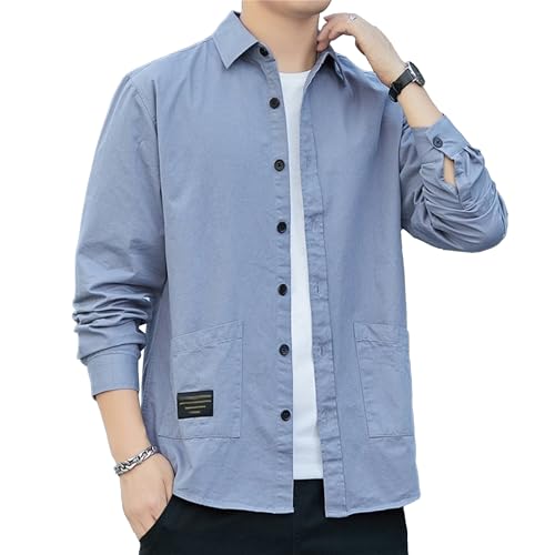 Maiyifu-GJ Men's Long Sleeve Denim Shirts Cotton Lightweight Casual Button-Down Shirt Spring Fall Trucker Jean Jacket