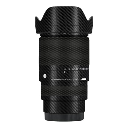Mebont カメラアクセサリー ステッカー Sigma シグマ 16-300mm F3.5-6.7 DC OS 富士Xマウント 標準ズームレンズに適合する保護装飾ステッカーで、耐擦傷性、耐摩耗性を備えたカメラスキン保護フィルム、迷彩(カーボンファイバーブ