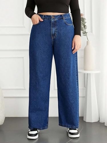 Image of KOTTY Women's Plus Size Straight Fit Denim Jeans with Comfortable Waist and Denim Fabric