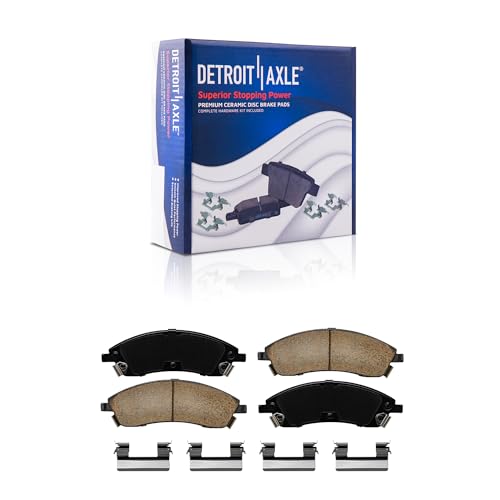 Image of Detroit Axle - Front Ceramic Brake Pads w /Hardware for Cadillac SRX CTS STS Pontiac Bonneville
