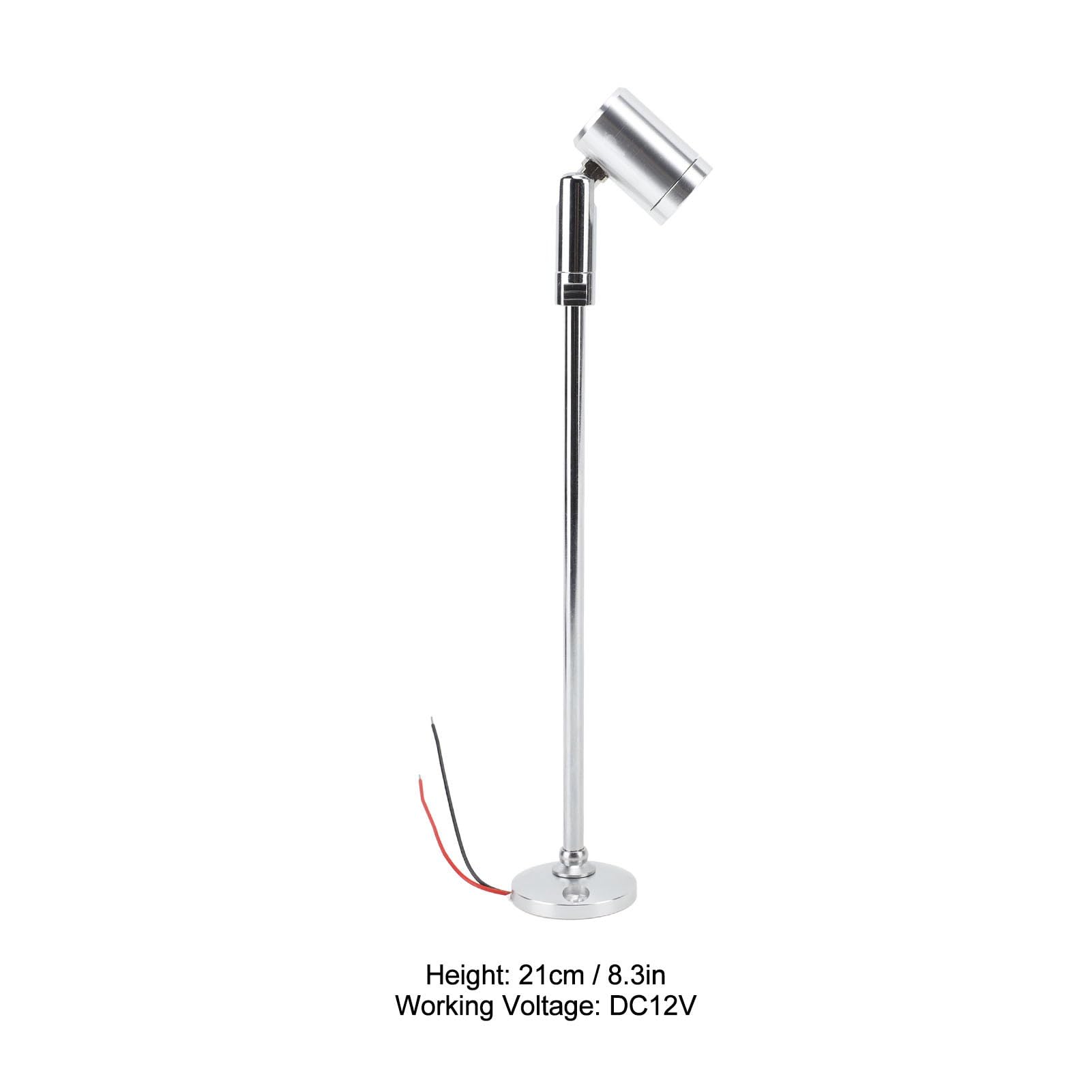 Mini Faretto LED Da Vetrina 21 Cm, 12V DC, Luce Neutra, Corpo In Alluminio Per Espositori E Tolette - 2