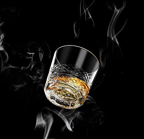 LEMONSODA Crystal Cut Old Fashioned Whiskey Glasses - Set of 6 - With Premium Gift Box - 10oz Premium Lead-Free Crystal Glass Tumbler For Drinking Bourbon, Scotch, Cognac - Housewarming Gifts