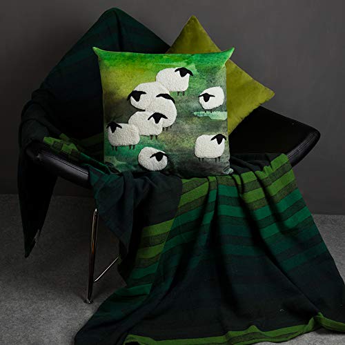 Oiseauvoler Decorative Throw Pillow Cover Sheep Craft Abstract Animal Square Accent Pillow Case Cushion Cover For Sofa Couch Farmhouse Home Decor 18X18 Inch Green #TOP6