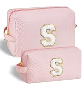 YOOLIFE Best Friend Birthday Gifts for Women Her, Initial S Travel Cute Makeup Bag Large Make Up ...
