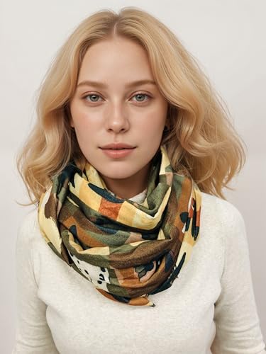 Walniverse Kuscheliger Winterschal für Damen mit Hundemotiv – Weihnachtsgeschenke für Frauen, 200x70 cm, Jahrestagsgeschenk für Sie, Geburtstagsgeschenk für Tierliebhaber (Gelb)