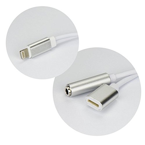 Mgs33 - Adaptador 2 en 1 de 8 Pines a 3,5 mm AUX Jack de Audio y Adaptador de Cargador para iPhone 7/7 Plus,8 y 8 Plus y X Silver