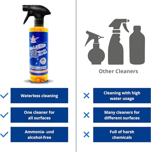 Image of Shinykings Motorcycle Cleaner Wash&Shine 66 | WATERLESS BIke Wash with Ultra Shine Finish | Powerful Motorcycle Detailing Spray for All Surfaces | Bike Cleaner California | 16fl.oz