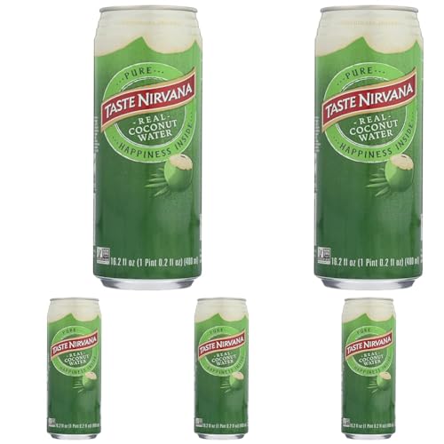 Taste Nirvana Real Coconut Water, Coco Real Premium Coconut Water, 16.2 Ounce Can (Pack of 5)