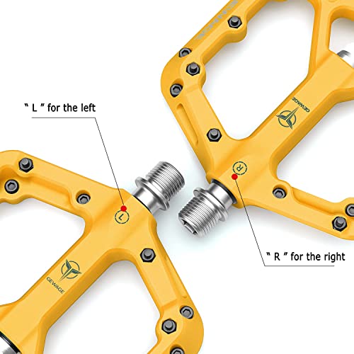 Mountain Bike Pedals - 9/16" Nylon Fiber Bicycle Flat Pedals -Bicycle Platform Pedals For Road Mountain Bmx Mtb Bike (Yellow) #TOP4