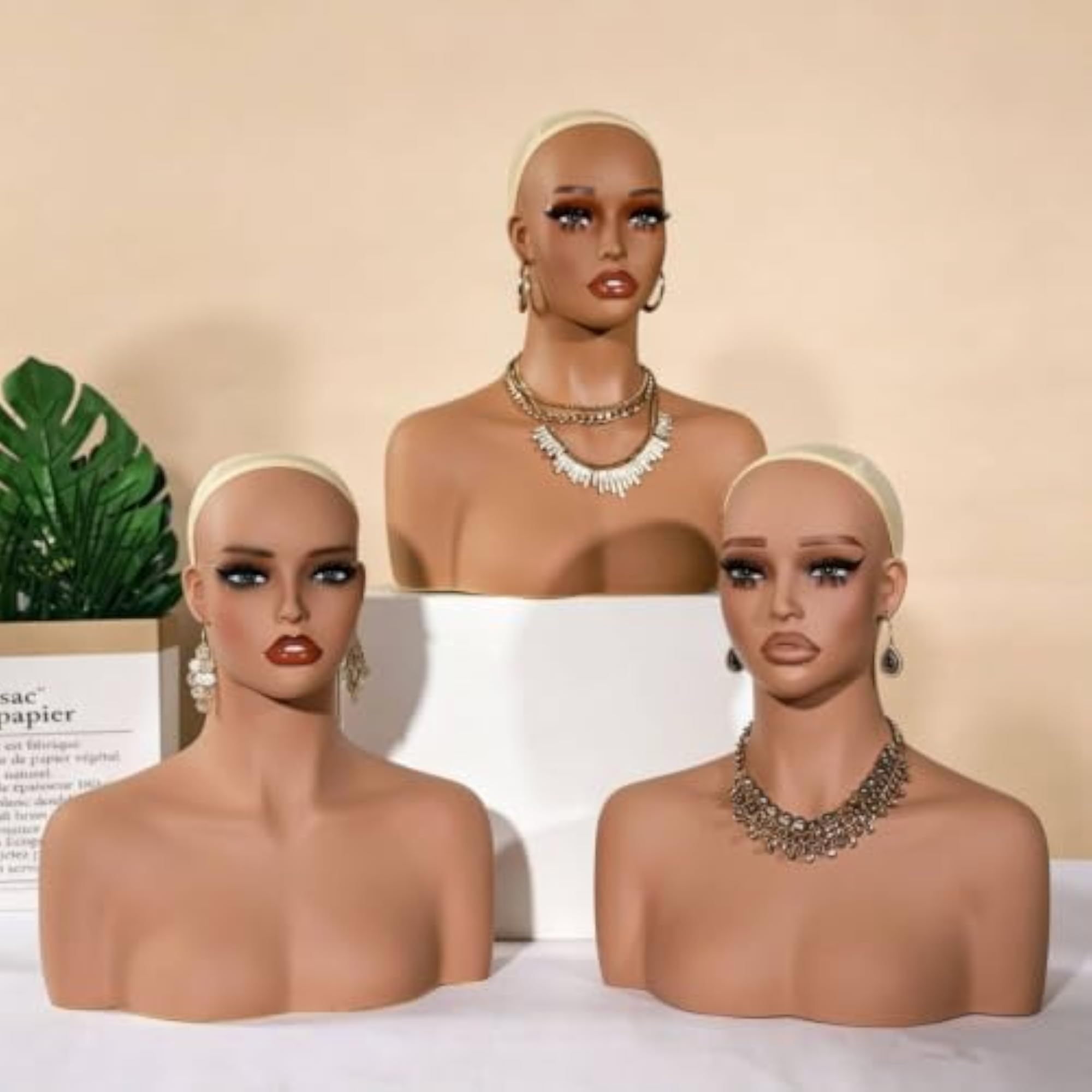 Smooth Realistic Jewelry Display Bust with Shoulders