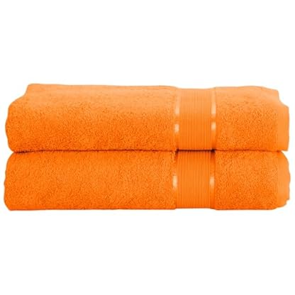 Mixibaby 2er Set Gästetuch Handtuch Duschtuch Badetuch Saunatuch Frottee Baumwolle 500gsm, Größe:Gästetuch 30x50cm, Farbe:Orange