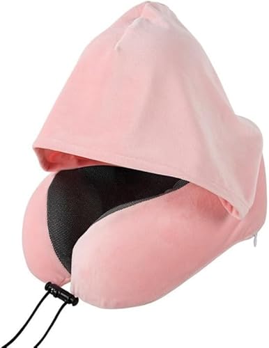 Rutexc ネックピロー フード付き 低反発 洗える U字型 トラベルピロー 携帯枕 取り外し可能 飛行機 バス 車 アウトドア 旅行用 快適 フェイスカバー付き