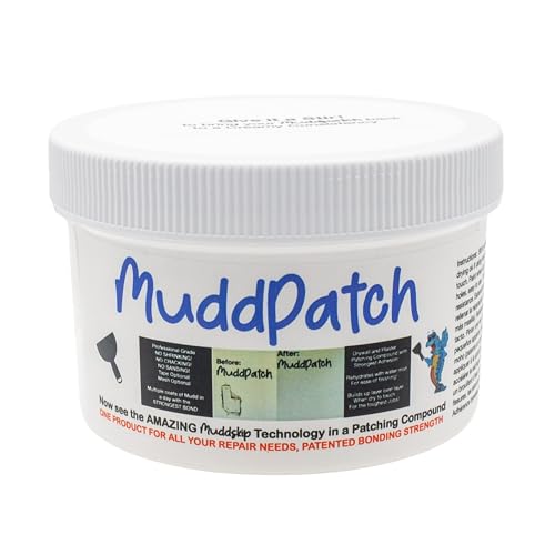 MuddPatch Premixed Drywall Patch Compound 2 lb Tub I Easy Repair for Holes Cracks and Small Patches Smooth Professional Finish I No Sanding No Shrinking No Cracks I Made in USA by MuddSkip