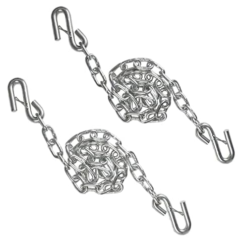AYMMIC 1/4'' x 48''Trailer Safety Chain with 2 Latches S Hook,3,500Lbs Capacity,G30,Secures Tow Vehicle to Trailer,for RV, Trailer, Truck,and Boat Towing Cover