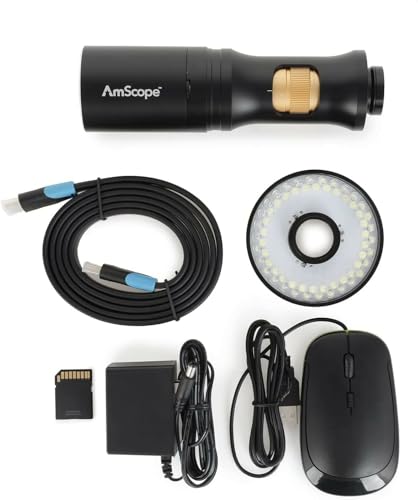 Image of AmScope - 1080p HDMI All-in-One Digital Microscope with Zoom Optics + Ring Light - DM756D-H1080