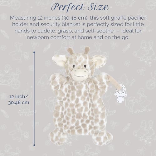 Image of MON AMI Gentry Giraffe Pacifier Holder & Security Blanket - 12 Inches Soft Plush Hand Puppet for Babies | Multi-Functional Soothing Toy, Pacifier Keeper & Travel Buddy for Newborns & Infants