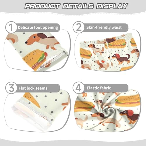 Wusikd Cute Dachshunds Girls' Leggings Toddler Doodles Hotdog Kids Yoga Pants Dance Active Tights 4T3