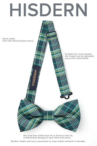 Image of HISDERN Bow Ties for Men Pretied Bowties Classic Formal Business Bow Tie Adjustable Tuxedo Bowtie for Wedding Party