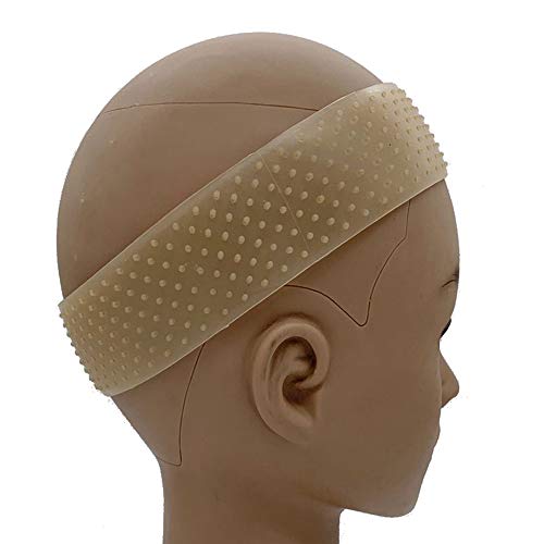 No-Slip Wig Grip Band Transparent Silicone Wig Band Comfort Head Hair Band Extra Hold Wig Headband Adjustable Women Hair Wig Band (Brown)