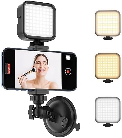 Suction Cup Phone Mount with Rechargeable Light, Mirror Phone Hol...