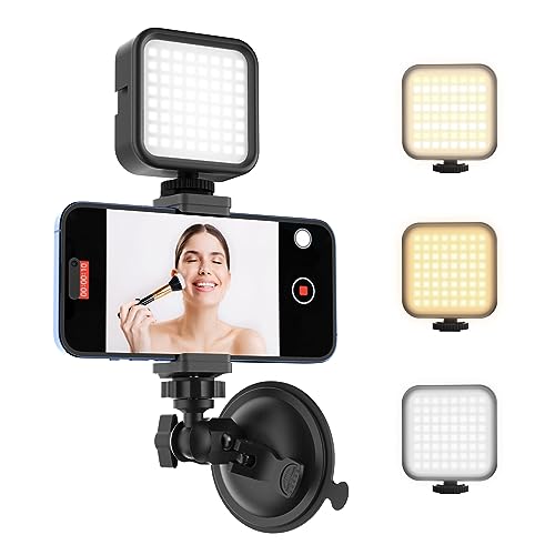 HzTinT Suction Cup Phone Mount with Rechargeable Light, Mirror Phone Holder with Light Shower...