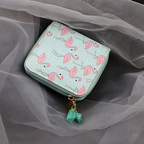 timlee Cute Rainbow Unicorn Design Short Wallets Pink Flamingo Wallet for Girls Flamingo Purse(Blue Flamingo)4