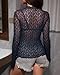 Women's Summer Knot Front Bell Sleeve See Through Lace Slim Blouse Cute Sexy 90s Top Navy XL