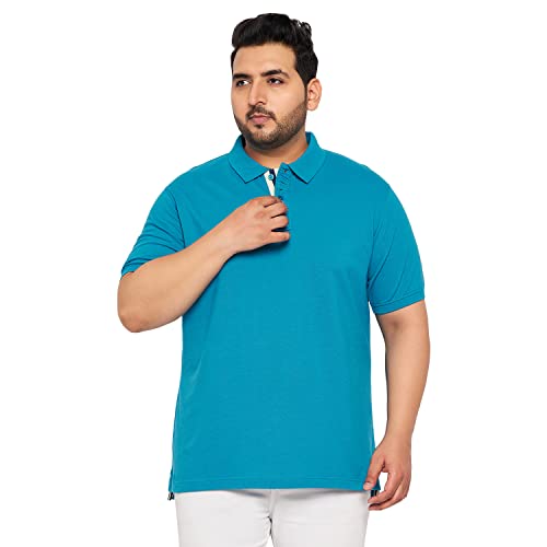 Image of Club York Men Cotton Blend Half Sleeve Polo Neck Solid Plus Size T-Shirt