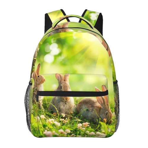 Sac à dos en toile OdDdot noir léger imprimé lapins pour homme et femme