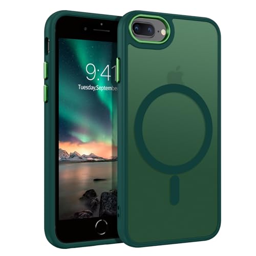 Coque iPhone 8 Plus protection mate verte Magsafe pour éviter les bris