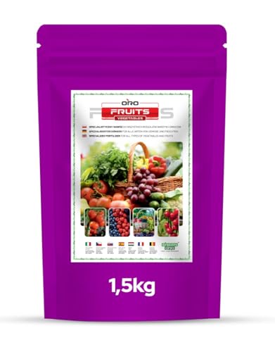 GREEN ORO ORO FRUITS 1,5KG – Engrais spécial pour fruits & légumes, longue durée, régénérant, pour fraises, framboises, vignes, arbres fruitiers et plus