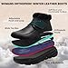 Women's Orthopedic Diabetic Wide Leather Winter Ankle Boots: Comfortable Plantar Fasciitis Arch Support Orthotics Swollen Feet Dress Shoes, Hook and Loop Camping Driving Leisure Oxfords Black Size 7