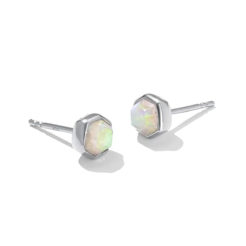 Kendra Scott Davie Stud Earring, Sterling Silver, Kyocera Opal