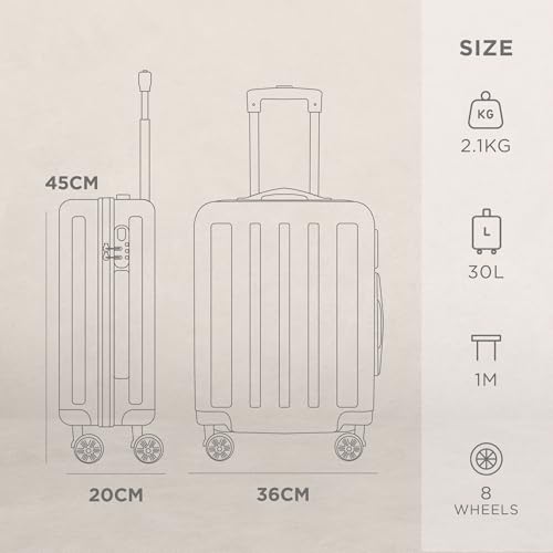 AVIO Jett 45cm Cabin Suitcase – Lightweight Hard Shell Carry On Luggage with 4 Spinner Wheels, Telescopic Handle & 3-Digit Lock – Airline Approved Cabin Bag - Image 4