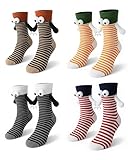 QUPOLPOL Calzini Magnetici Mano nella Mano – 4 Paia Design 3D a Coppia Divertente Calzini Novità Unisex con Mani, Idea Regalo Perfetta per Coppie, Amici e Famiglia, Morbidi e Traspiranti in Poliestere