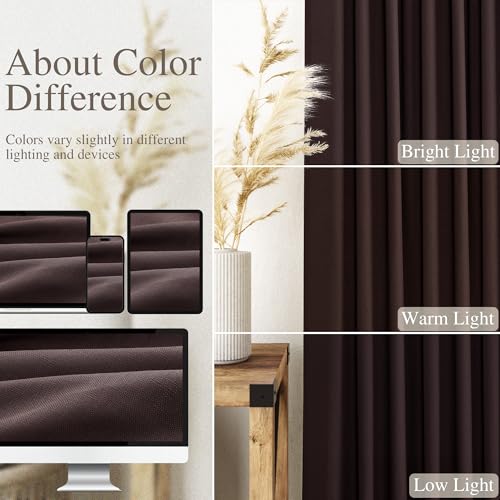 Image of Nanspring Linen Curtains, Coffee Brown, 84 Inch Long