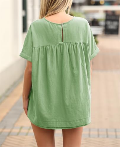 Image of Tankaneo Womens Summer Babydoll Tops Casual Loose Fit Peplum Oversized Tunic Shirts