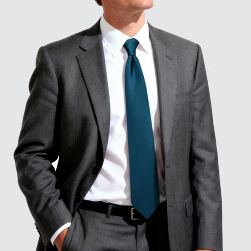 Image of Hi-Tie Men's Extra Long Solid Satin Tie Set 63 Inch /70 Inch Formal Necktie