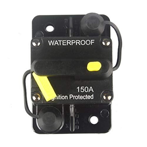 WOHHOM 150 Amp Circuit Breaker DC 12V-48V Waterproof 30A-300A Manual Reset Fuse Inverter for Trolling Motor Auto Car RV Marine Boat Current Overload Protection (150A)