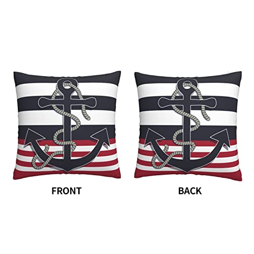 Varun Throw Pillow Covers Nautical Navy Anchor Navy Stripe Ocean Theme Square Pillowcase For Home Decor Sofa Car Bedroom Pillow Case 18X18Inch #TOP2