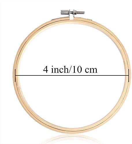 Wowoss 20 Pieces 4 Inch Embroidery Hoops Wooden Round Adjustable Bamboo Circle Cross Stitch Hoop Ring Bulk For Embroidery And Cross Stitch Art Craft Handy Sewing #TOP1