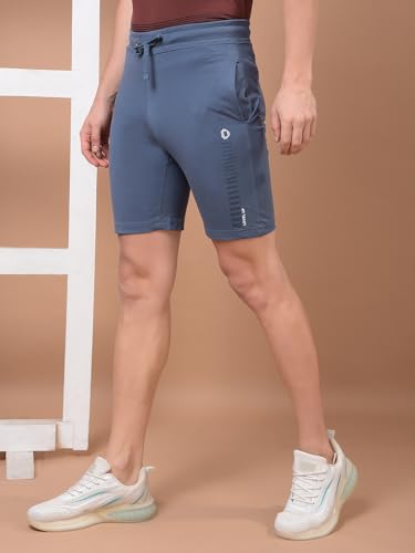 Image of Dollar Cotton Rich Fabric Solid Men's Shorts | Ribbed Waistband with Drawcord | Fashionable Print with Logo Branding | Side Pockets with Zip on one Side | Wide Array of Attractive Colours