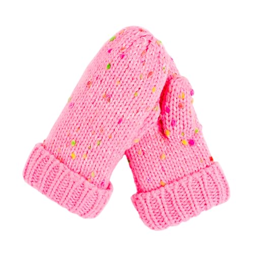 White Earflap Knit Beanie Hat Mittens Set for Kids4