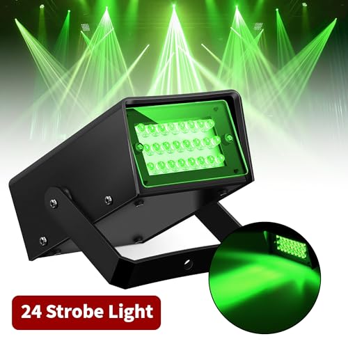 Image of ENUOLI Mini LED Strobe Light Green Color 24 Super Bright LED Party Light | Variable Speed Control Mini LED Strobe Light for Christmas Club Stage Light Effect DJ Disco Bar Party Halloween(Green Color)