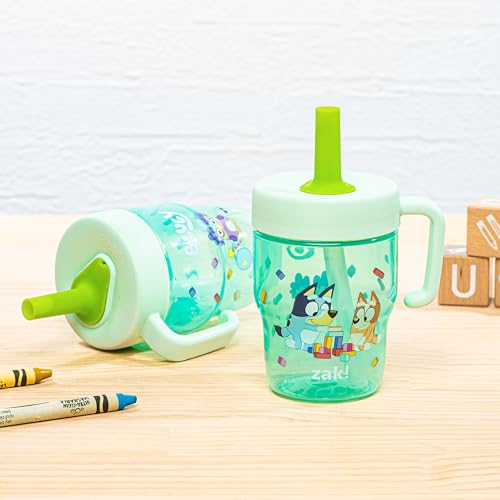 Image of Zak Designs Bluey Capri 10oz Plastic Leak-Proof Toddler Straw Cups, 2-Pack
